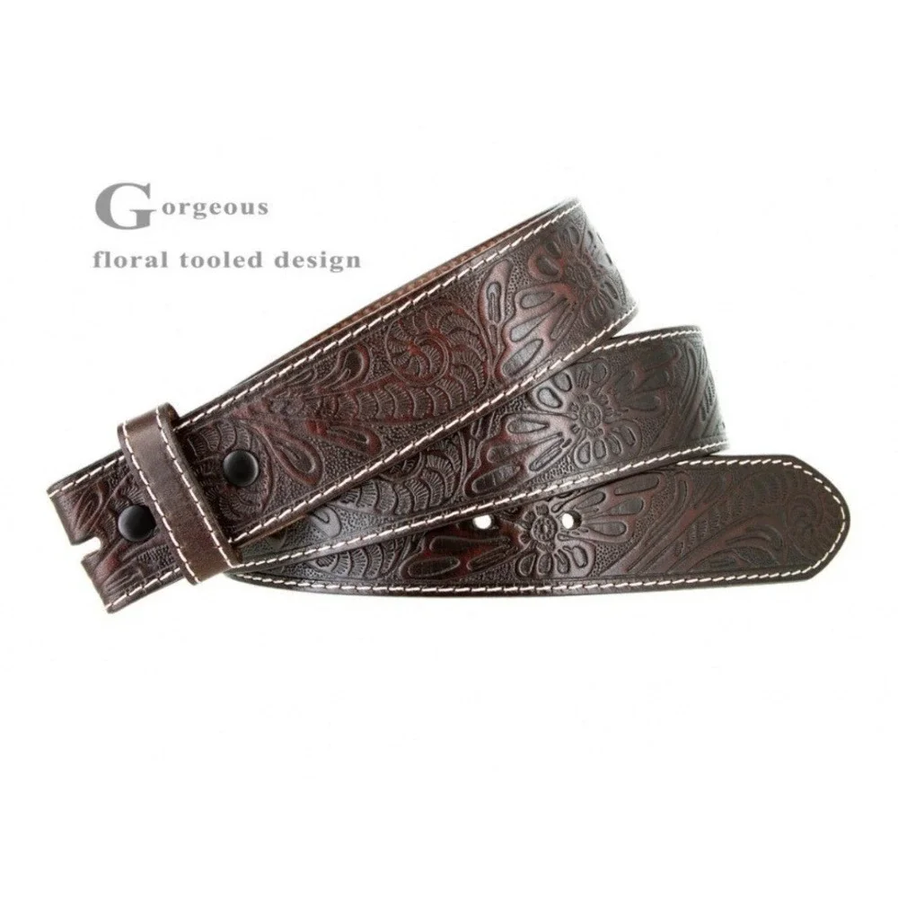 Belts BS118 SZ36 Genuine Full Grain Western Floral Engraved Tooled Leather Belt